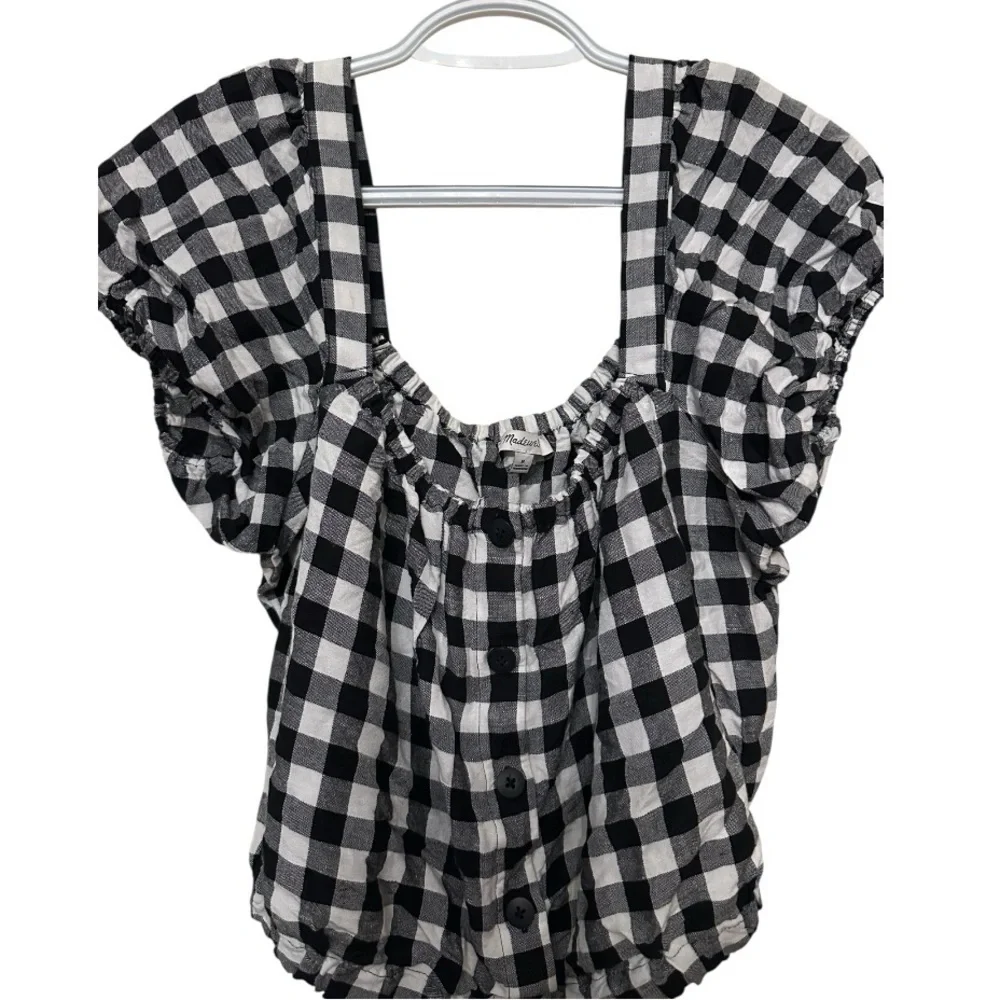 EUC Madewell Black and White Checkered Blouse